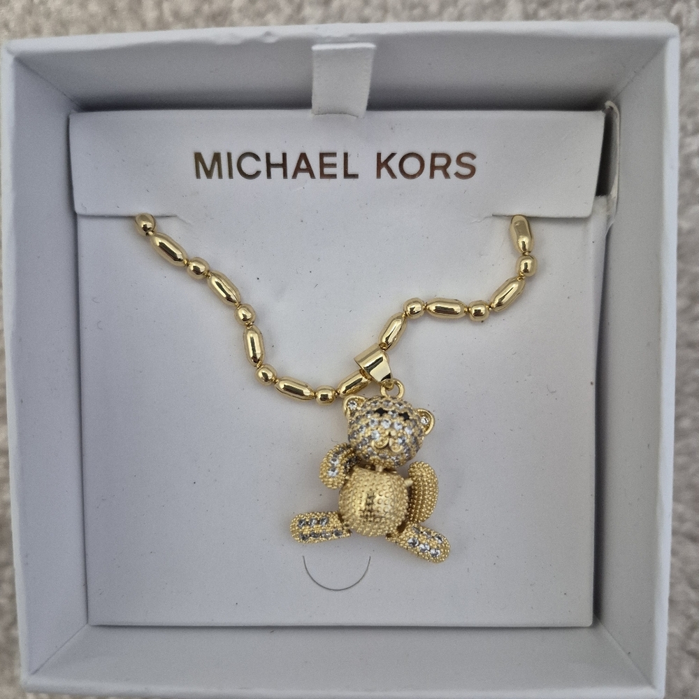 Michael Kors Gold and Silver Teddy Bear Necklace
